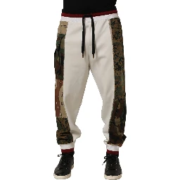 White Camouflage Patchwork Sweatpants Pants