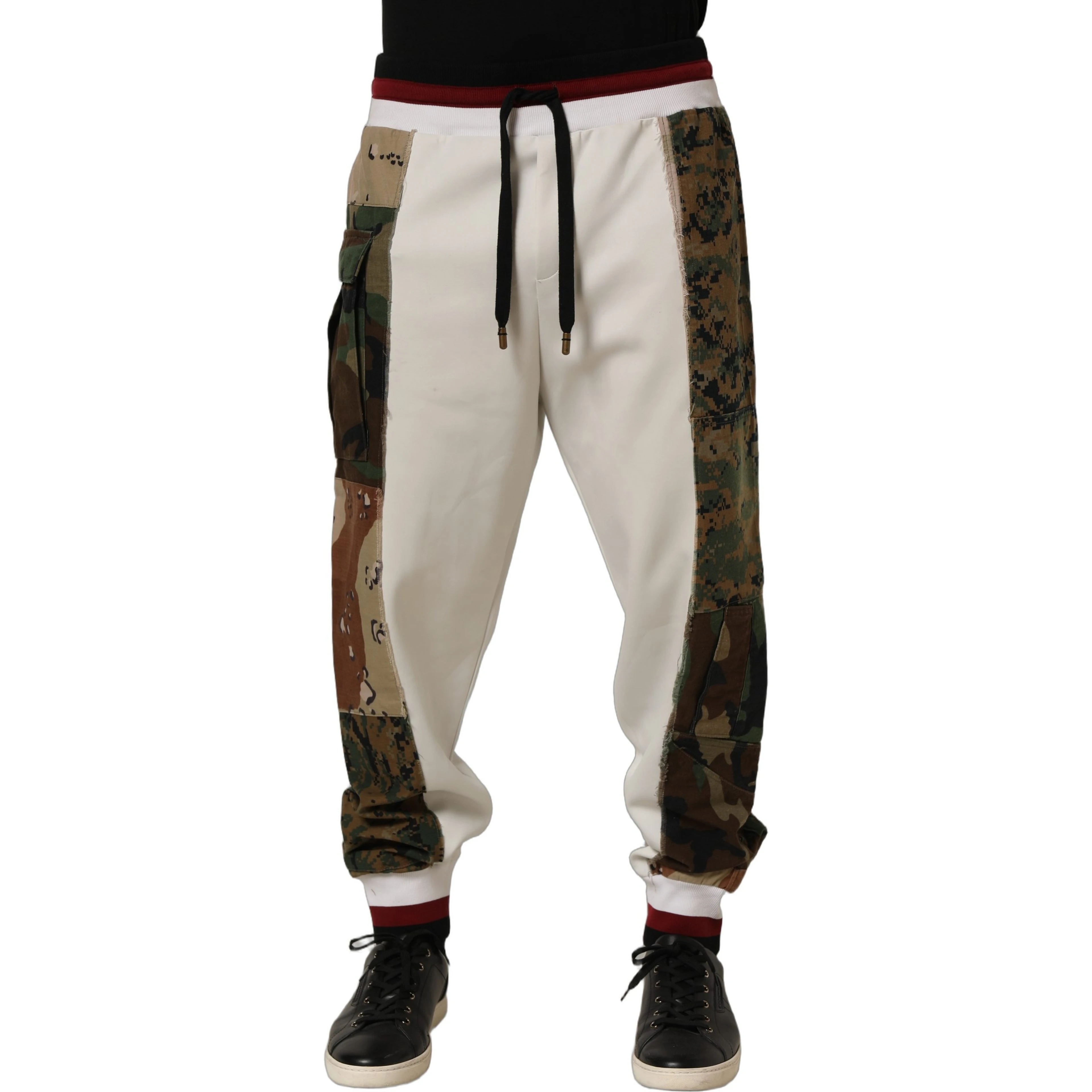 White Camouflage Patchwork Sweatpants Pants