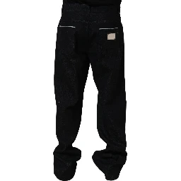 Black Cotton Stretch Straight Men Denim Jeans