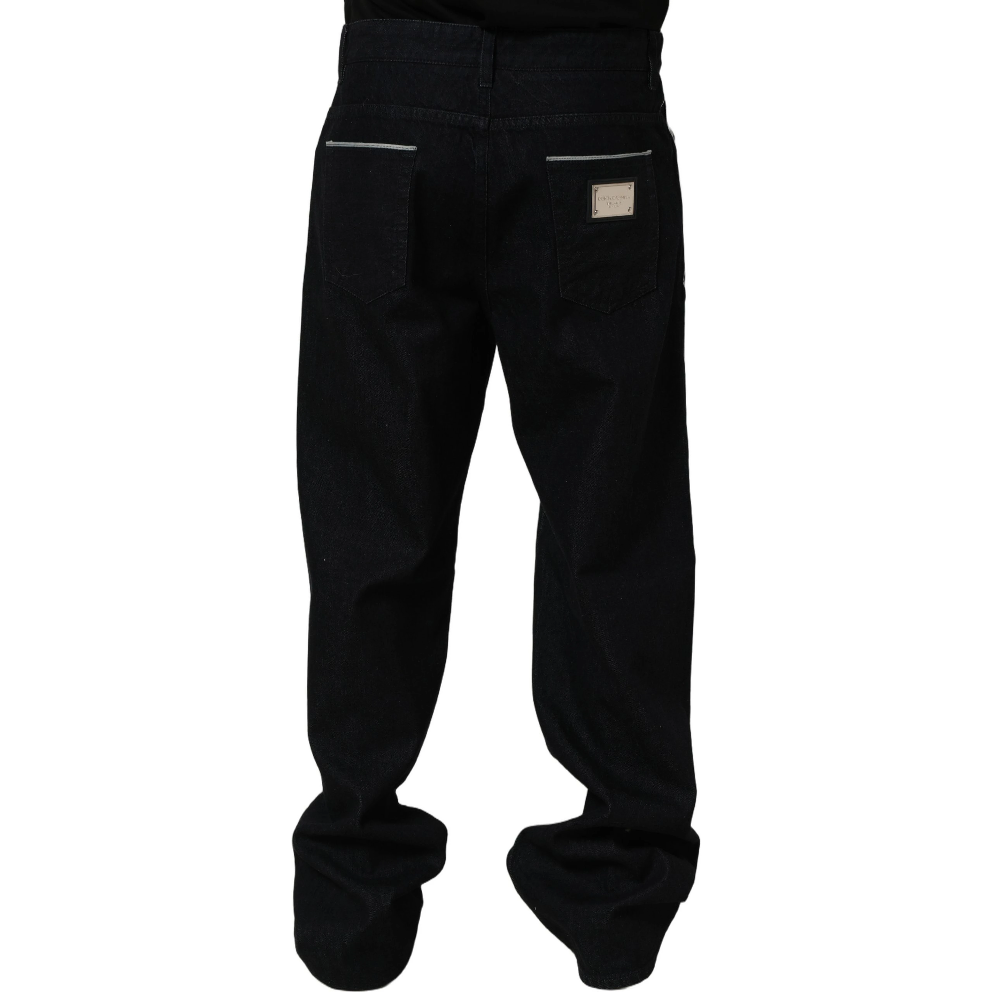 Black Cotton Stretch Straight Men Denim Jeans