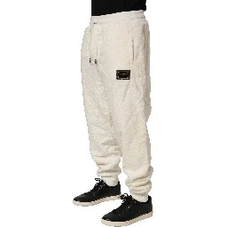 Off White Terry Cotton Plush Men Jogger Pants