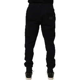 Blue Cotton Drawstring Jogger Trouser Pants