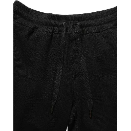 Black Cotton Logo Jogger Men Sweatpants Pants