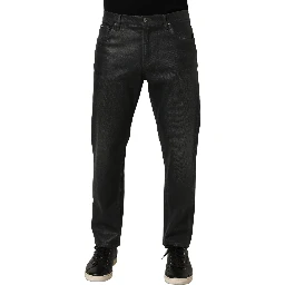 Dark Gray Cotton Loose Fit Men Denim Jeans