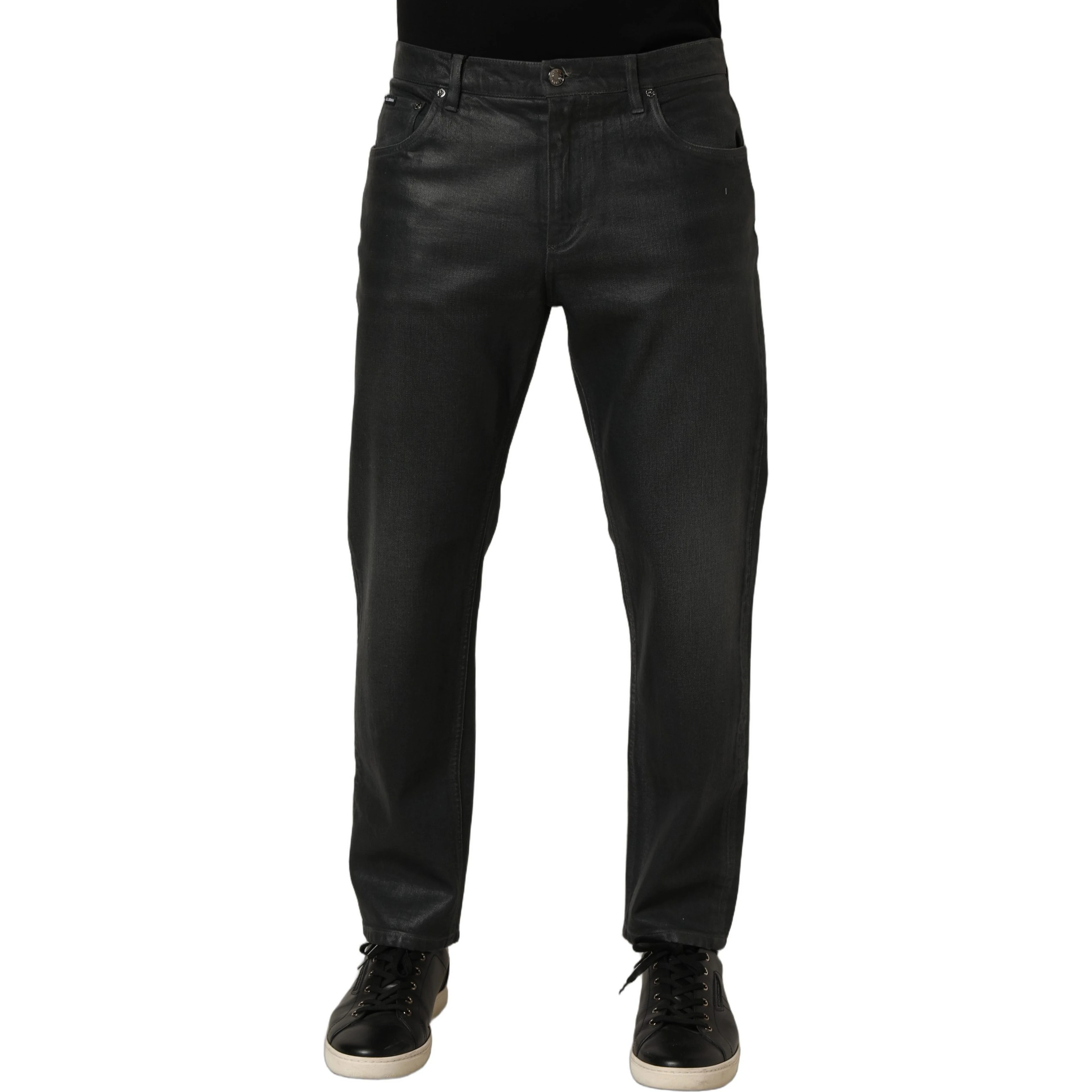 Dark Gray Cotton Loose Fit Men Denim Jeans