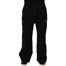 Dark Blue Relaxed Wide Leg Men Jogger Pants