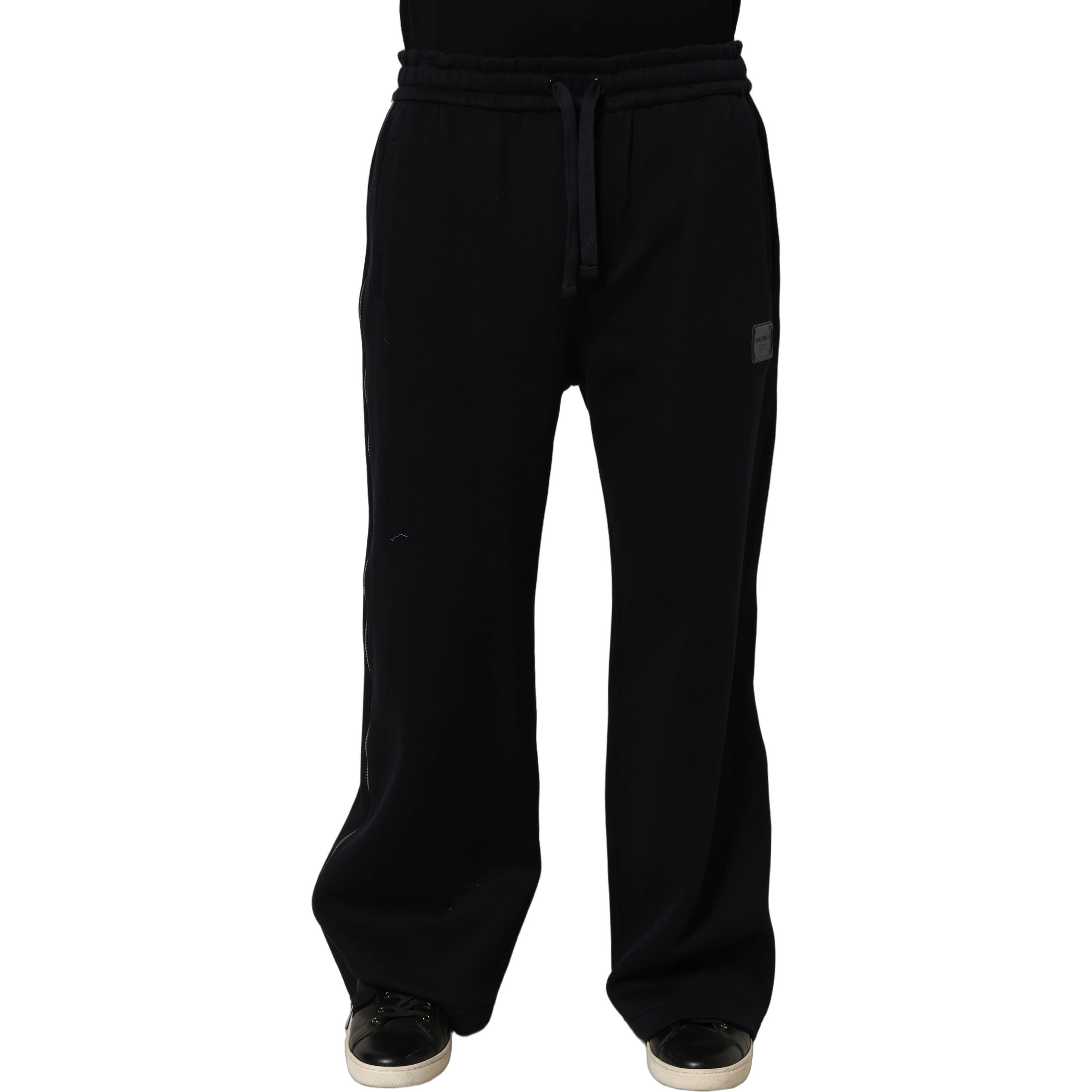 Dark Blue Relaxed Wide Leg Men Jogger Pants