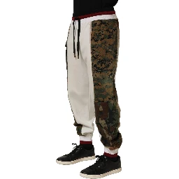 White Camouflage Patchwork Sweatpants Pants