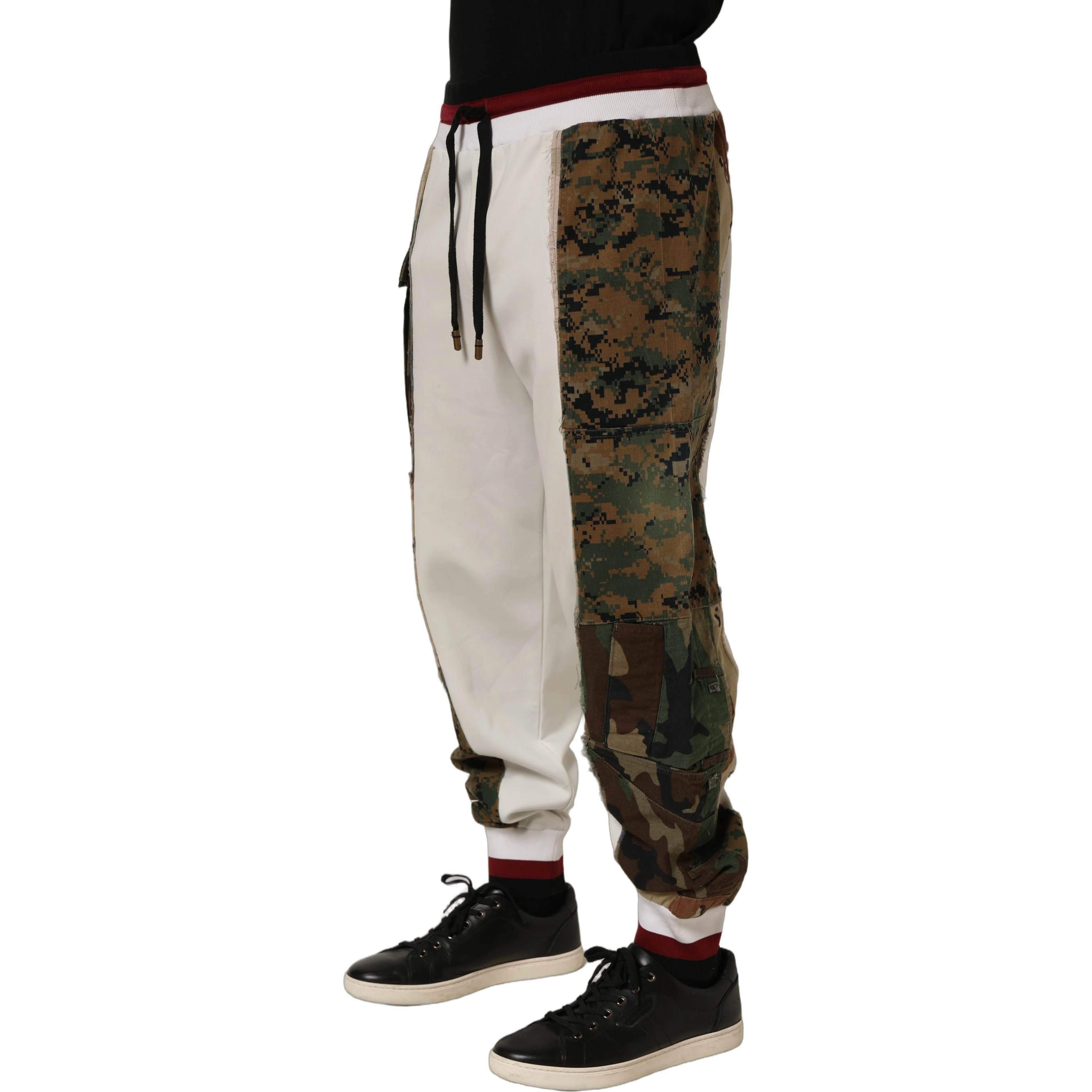 White Camouflage Patchwork Sweatpants Pants