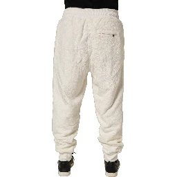 Off White Terry Cotton Plush Men Jogger Pants