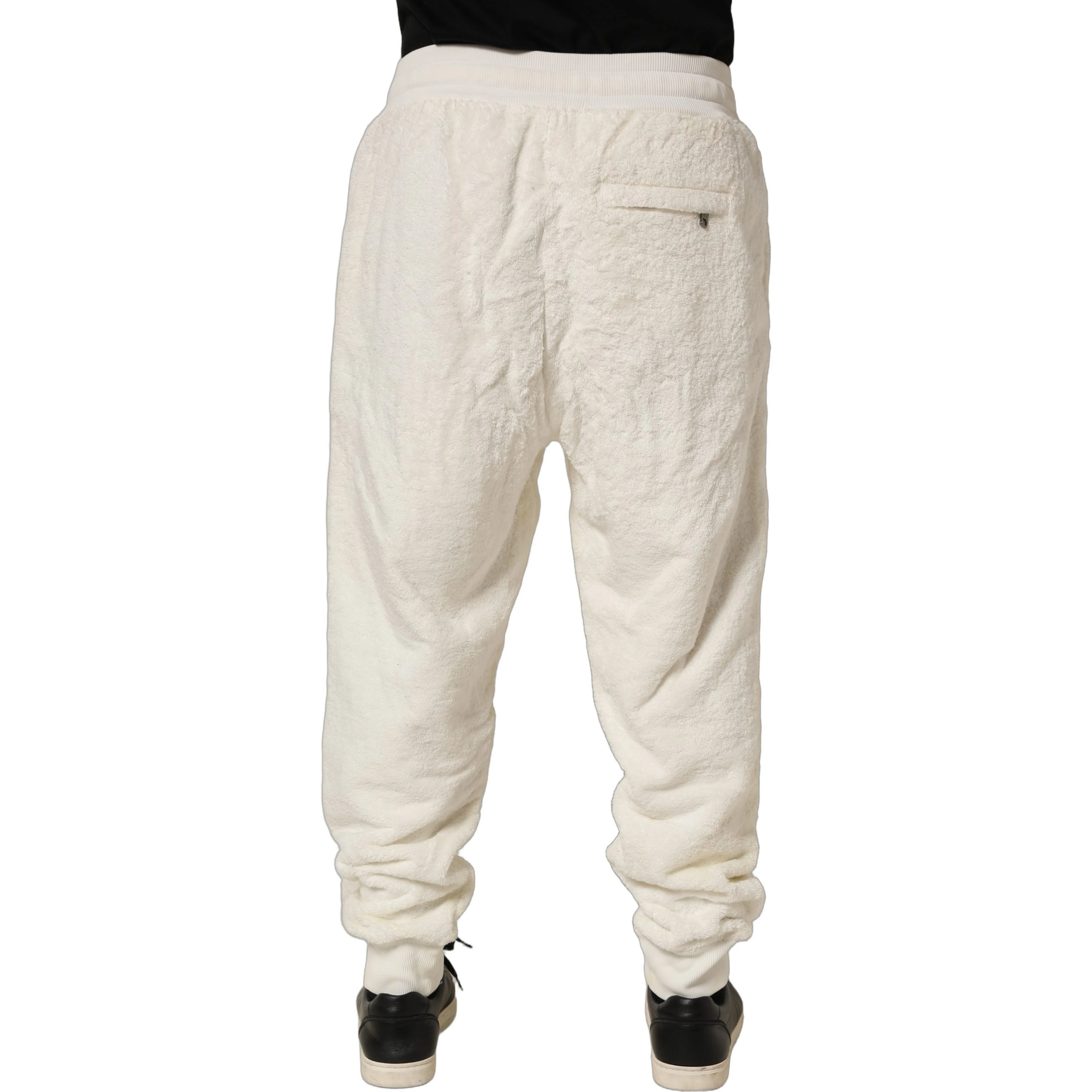 Off White Terry Cotton Plush Men Jogger Pants