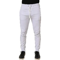 White Cotton Drawstring Jogger Trouser Pants