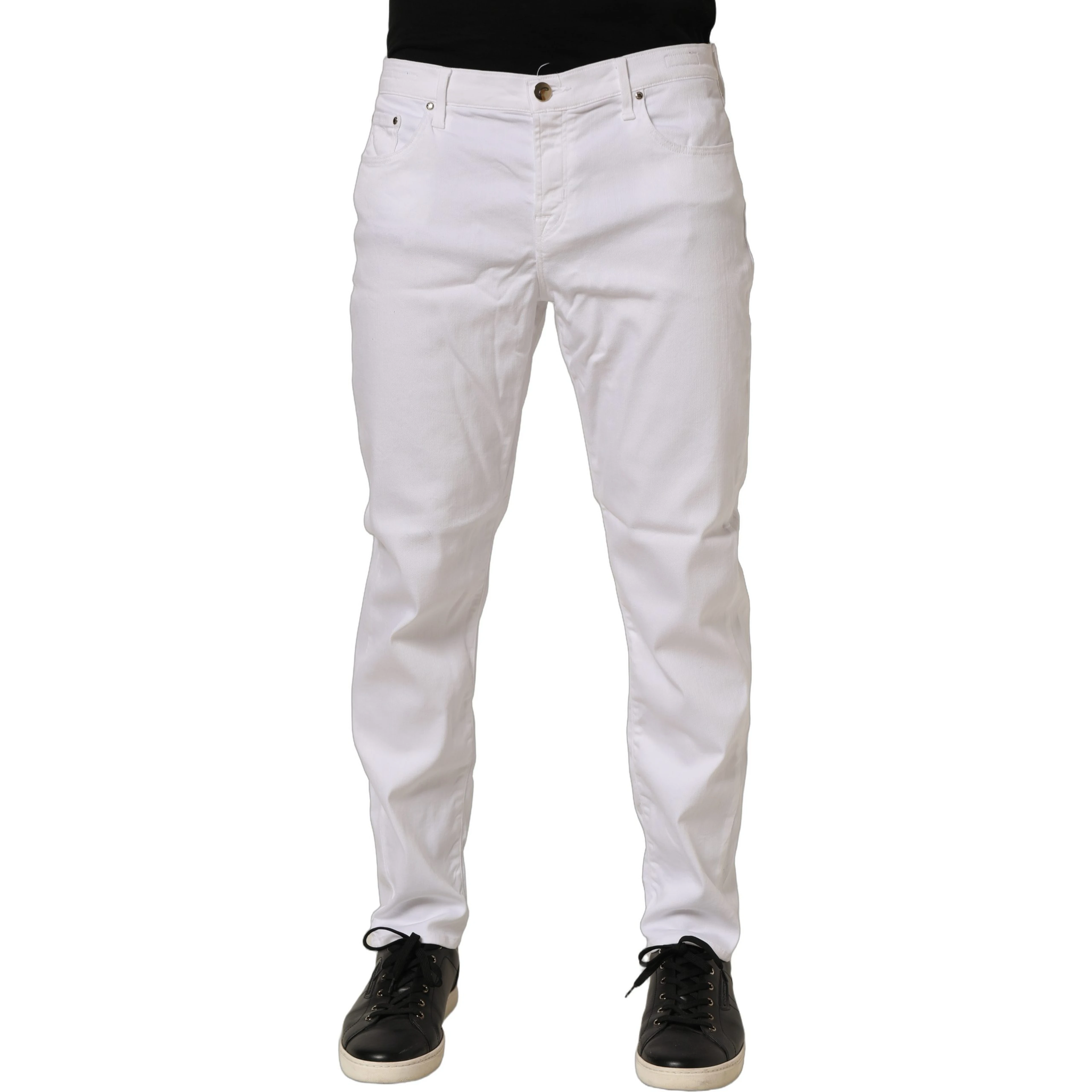 White Skinny Fit Mid Waist Men Denim Trouser Jeans