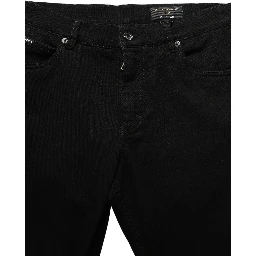 Black CottonStretch Regular Skinny Denim Jeans