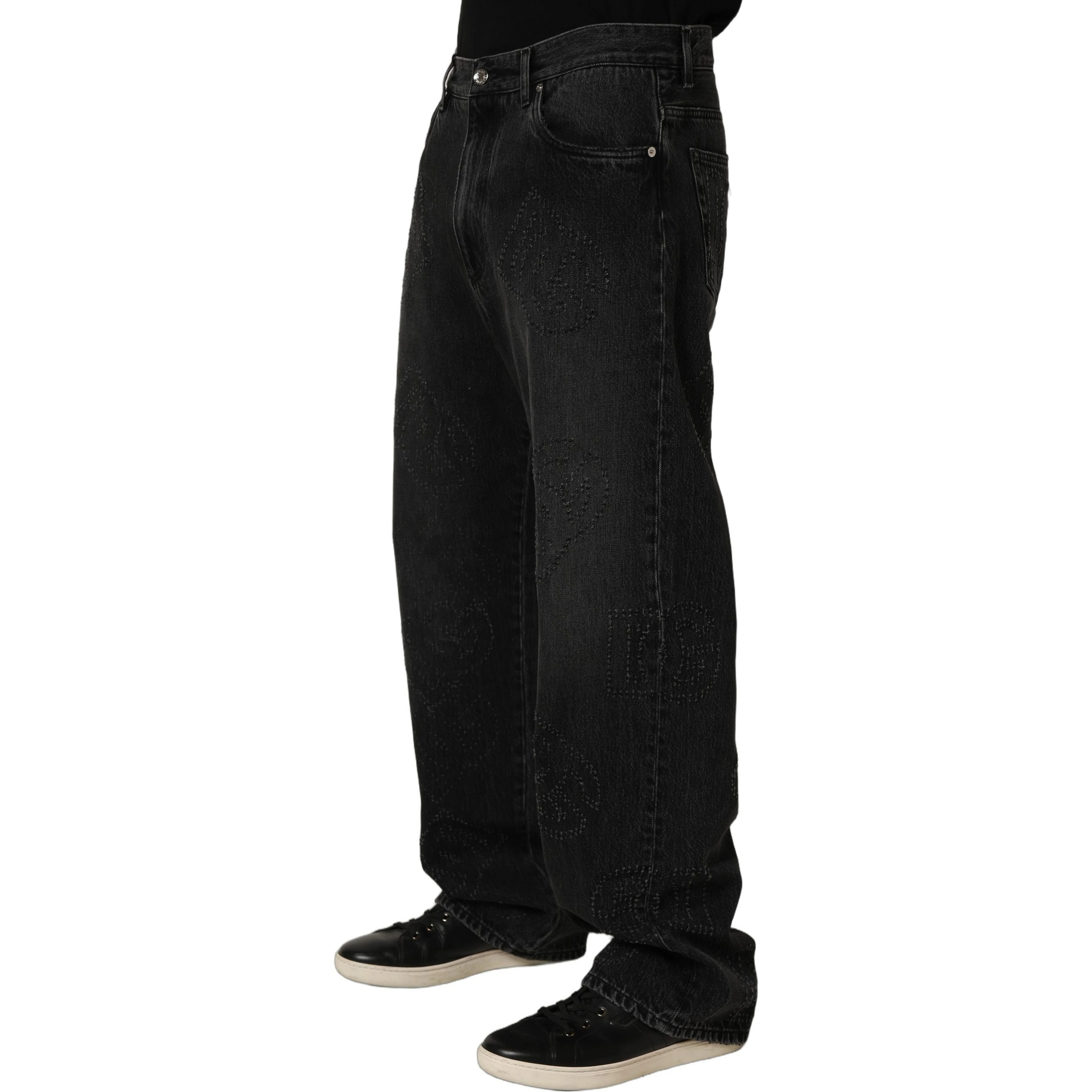 Dark Gray Cotton WideLeg Oversize Denim Jeans