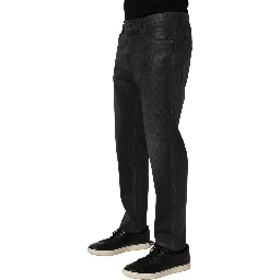 Dark Gray Cotton Loose Fit Men Denim Jeans