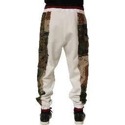 White Camouflage Patchwork Sweatpants Pants