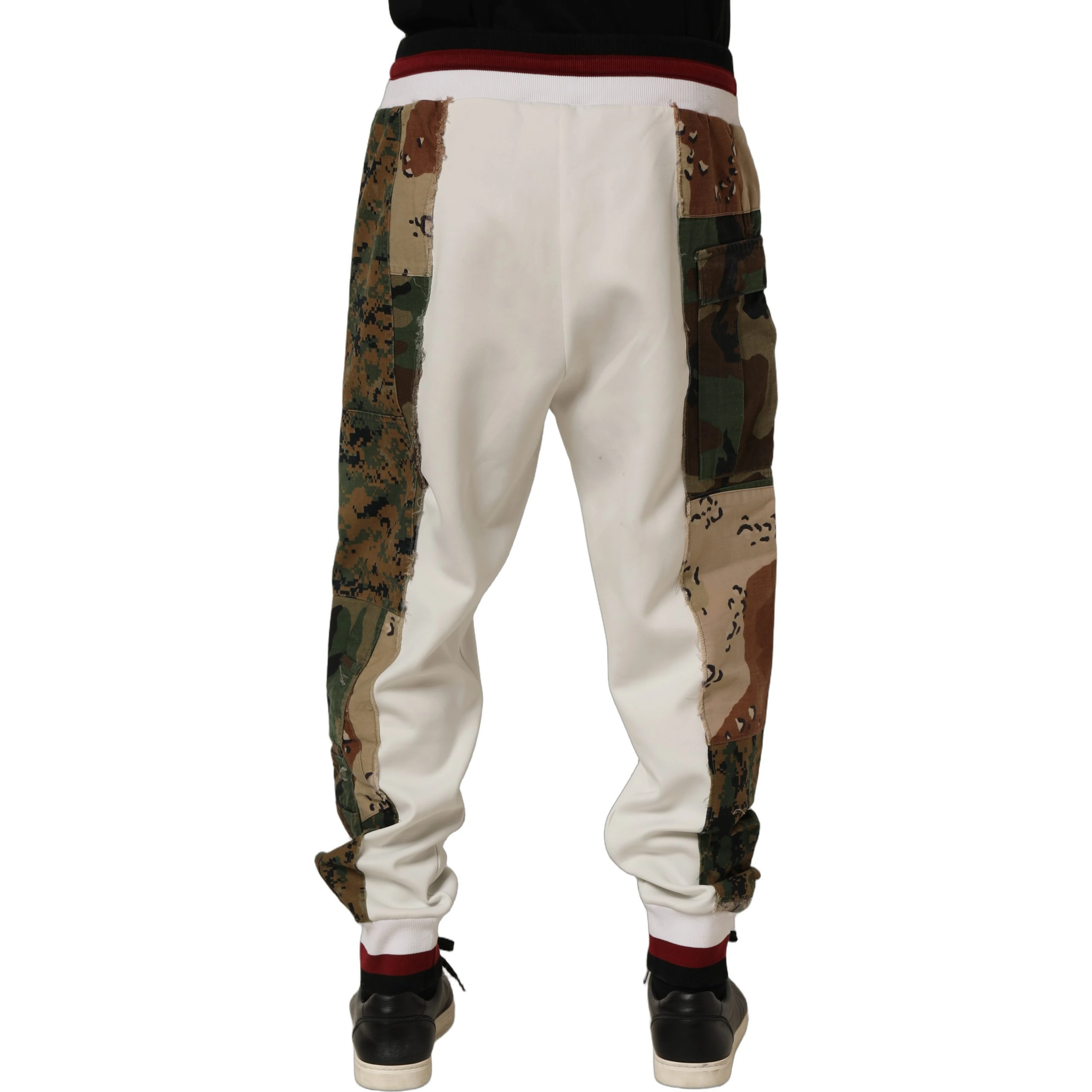 White Camouflage Patchwork Sweatpants Pants