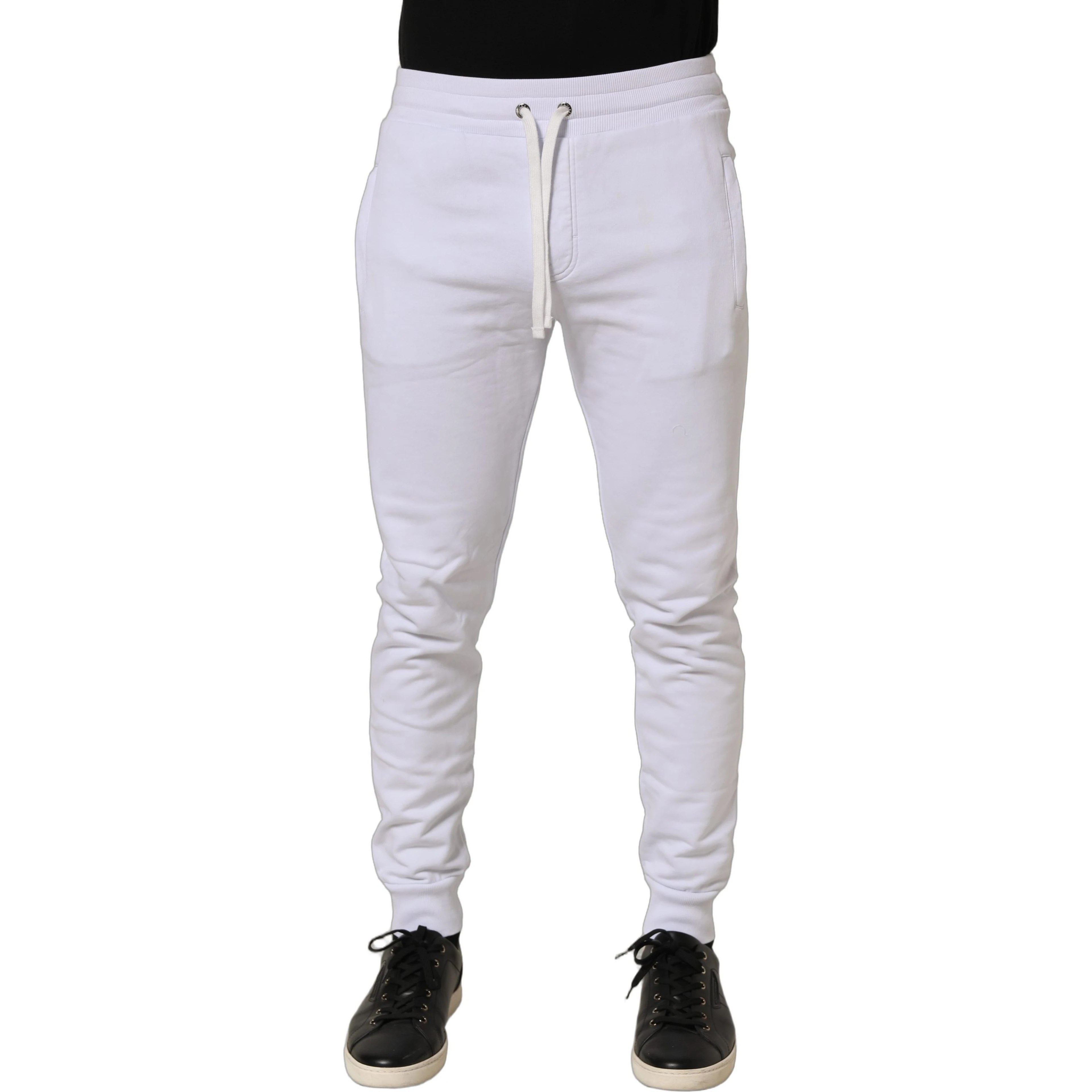 White Cotton Drawstring Jogger Trouser Pants