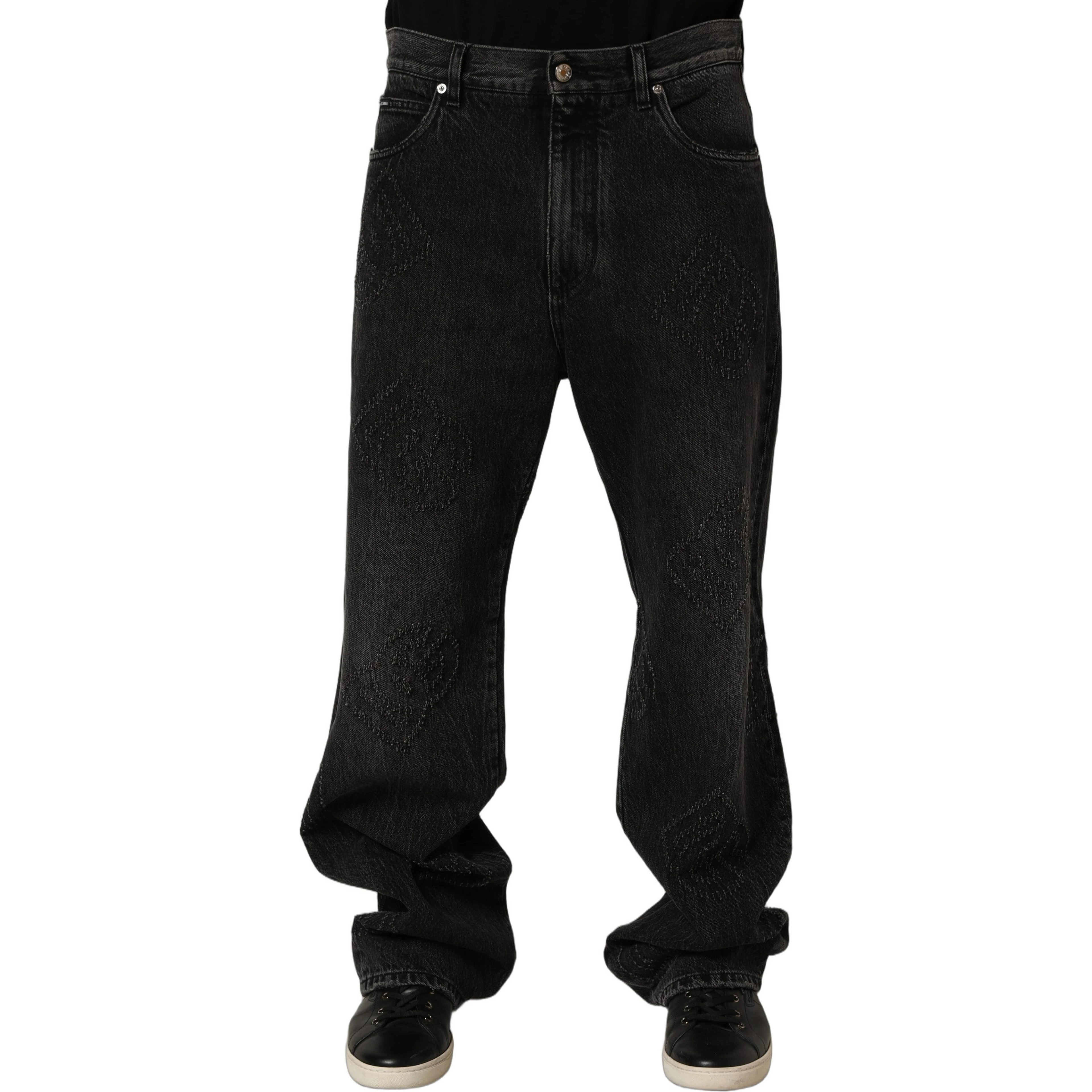 Dark Gray Cotton WideLeg Oversize Denim Jeans