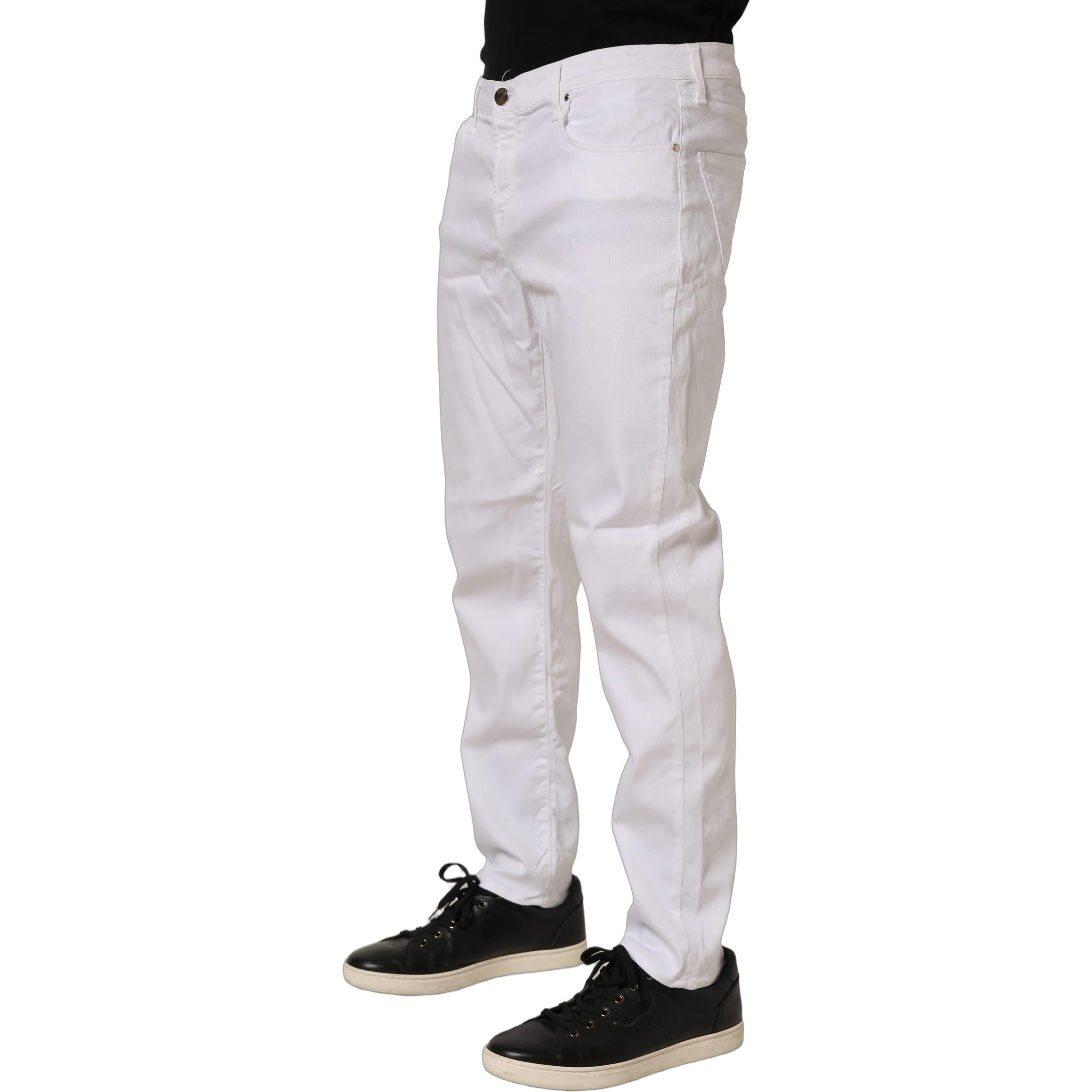 White Skinny Fit Mid Waist Men Denim Trouser Jeans