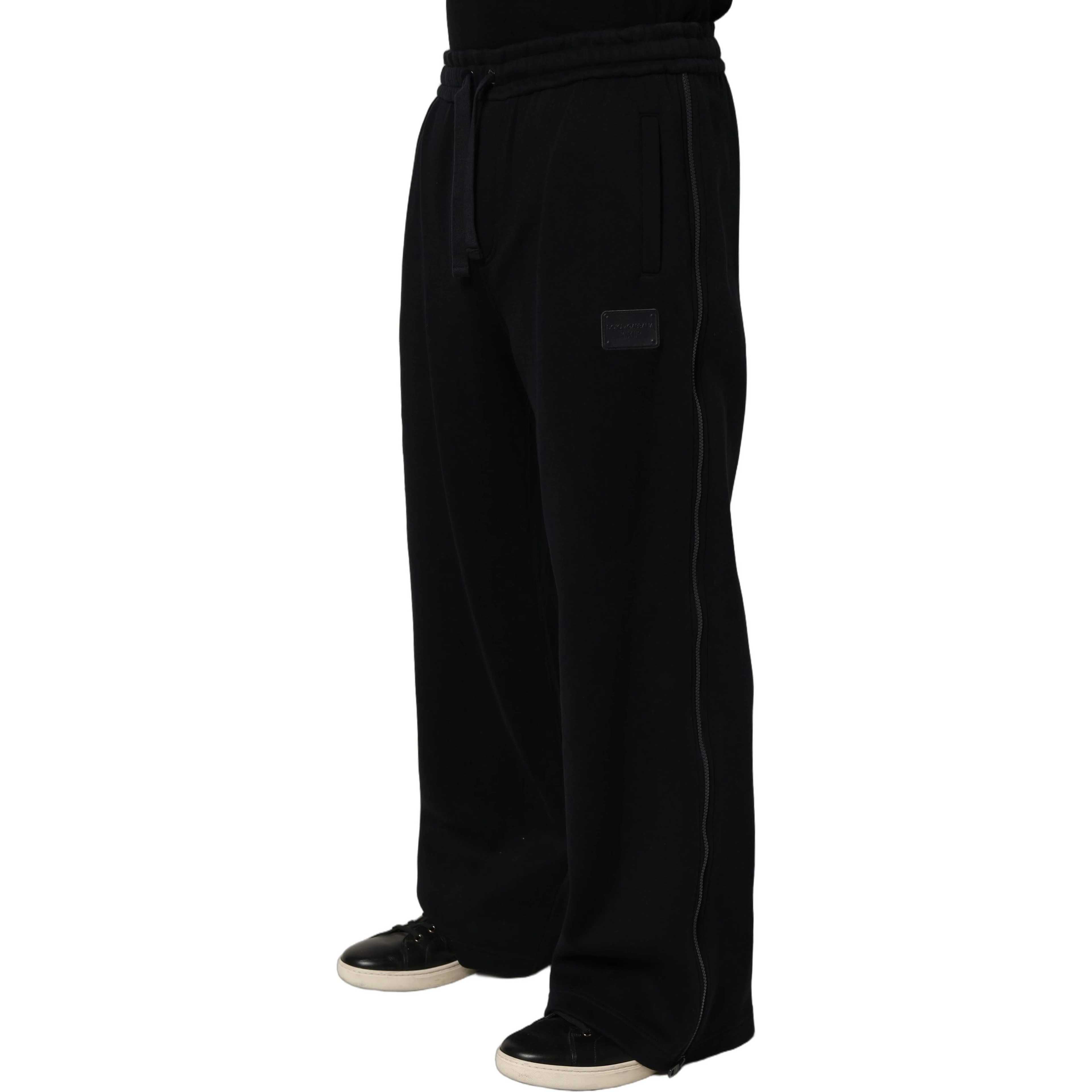 Dark Blue Relaxed Wide Leg Men Jogger Pants