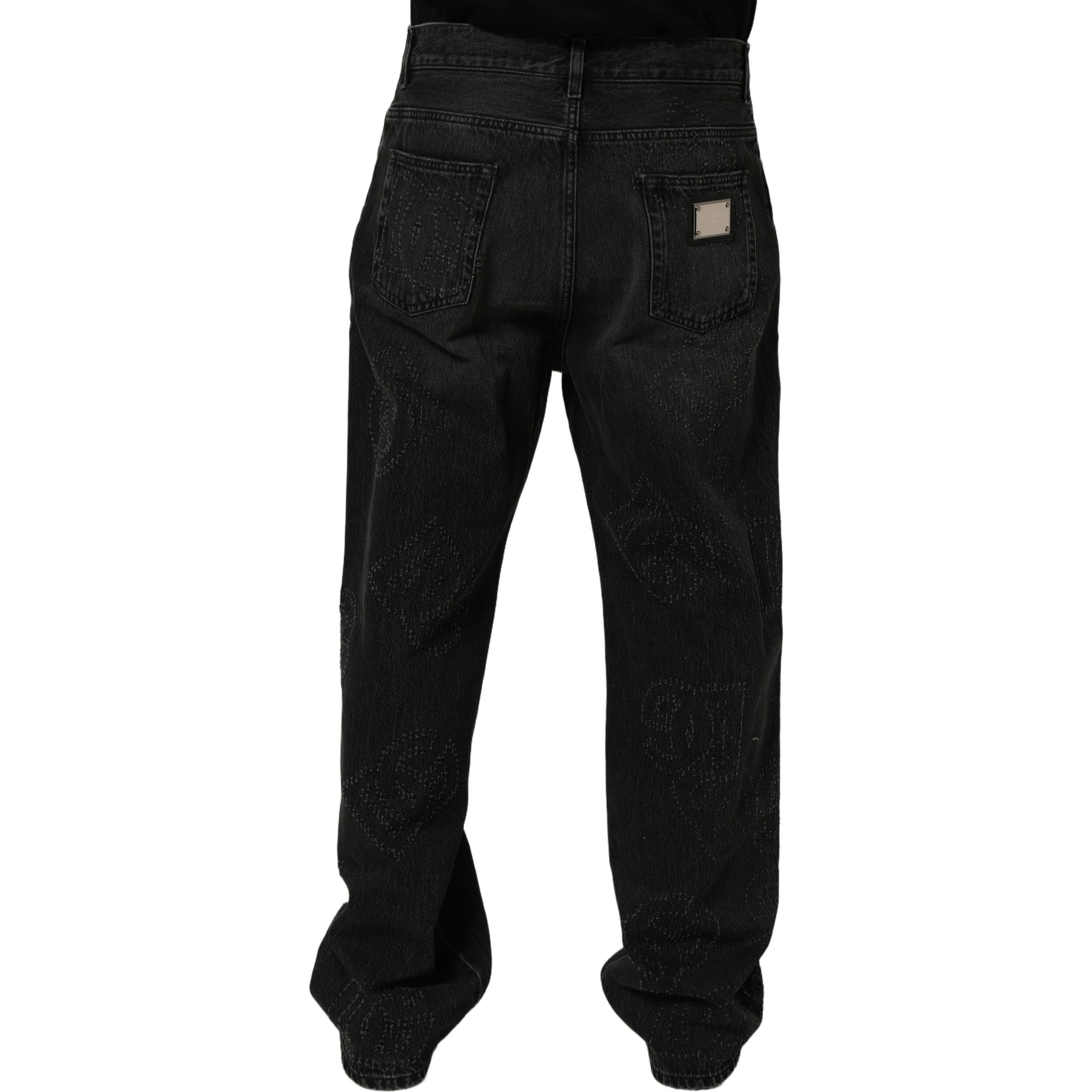 Dark Gray Cotton WideLeg Oversize Denim Jeans