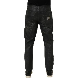 Dark Gray Cotton Loose Fit Men Denim Jeans