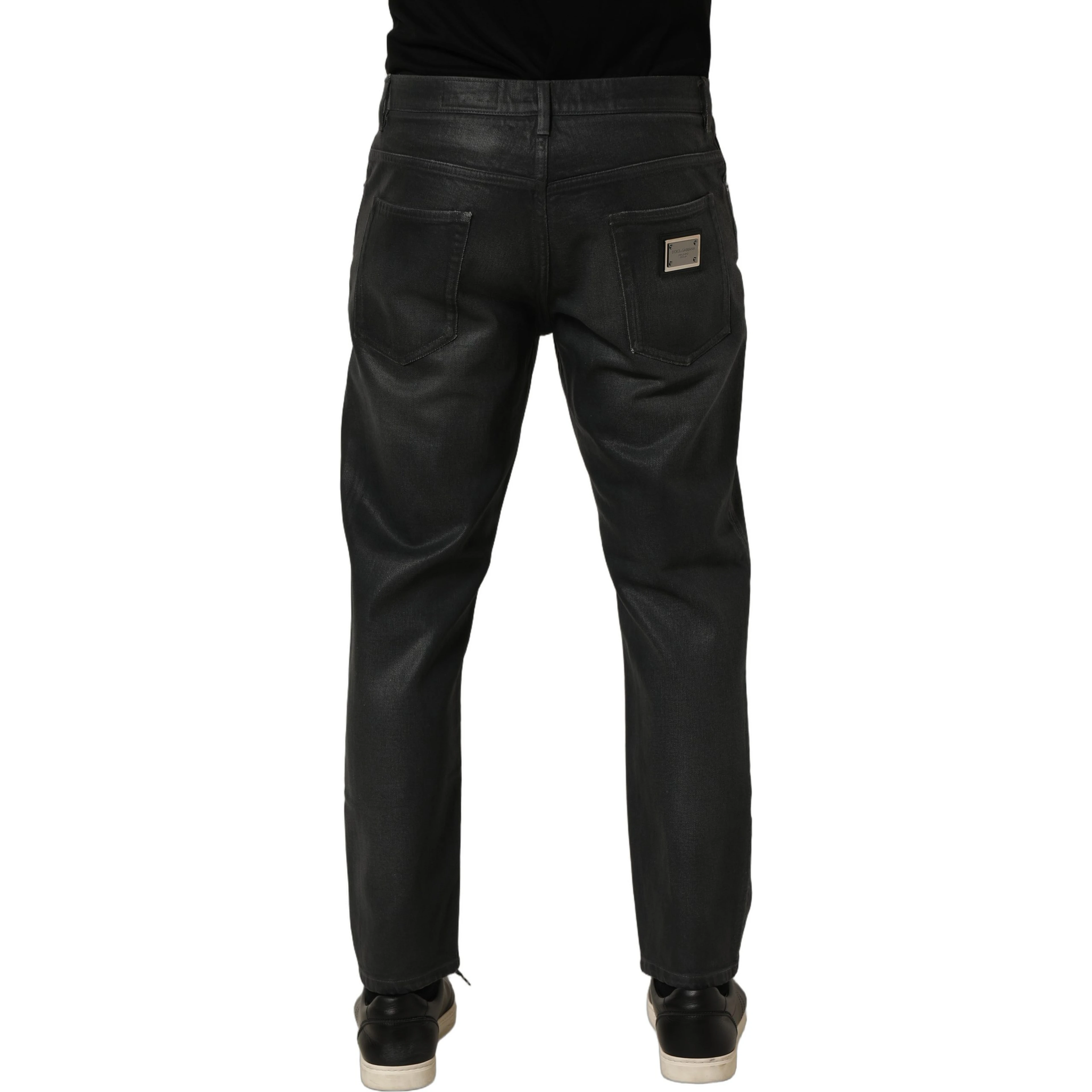 Dark Gray Cotton Loose Fit Men Denim Jeans