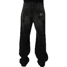 Dark Gray Distressed Oversize Men Denim Jeans