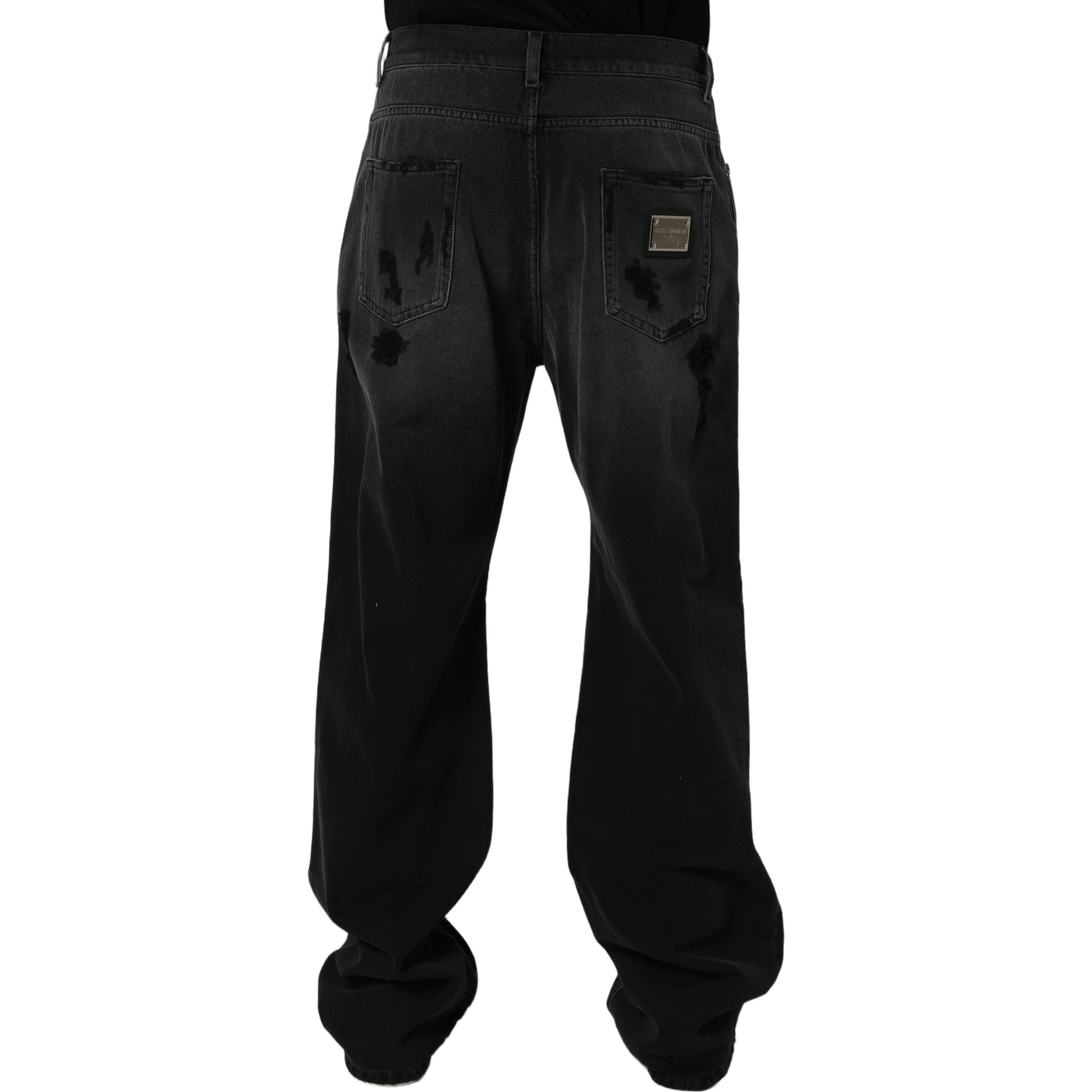 Dark Gray Distressed Oversize Men Denim Jeans