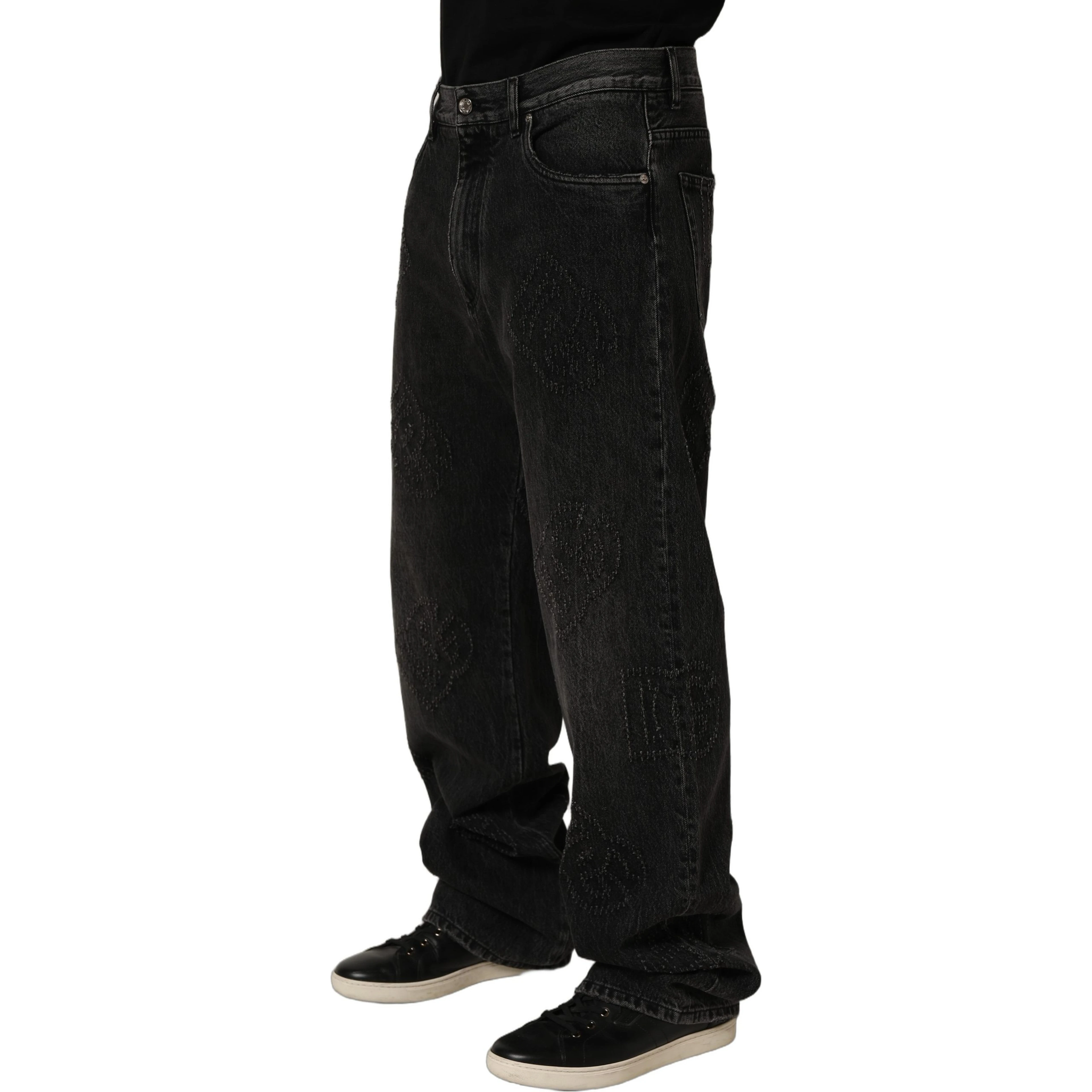 Dark Gray Cotton WideLeg Oversize Denim Jeans