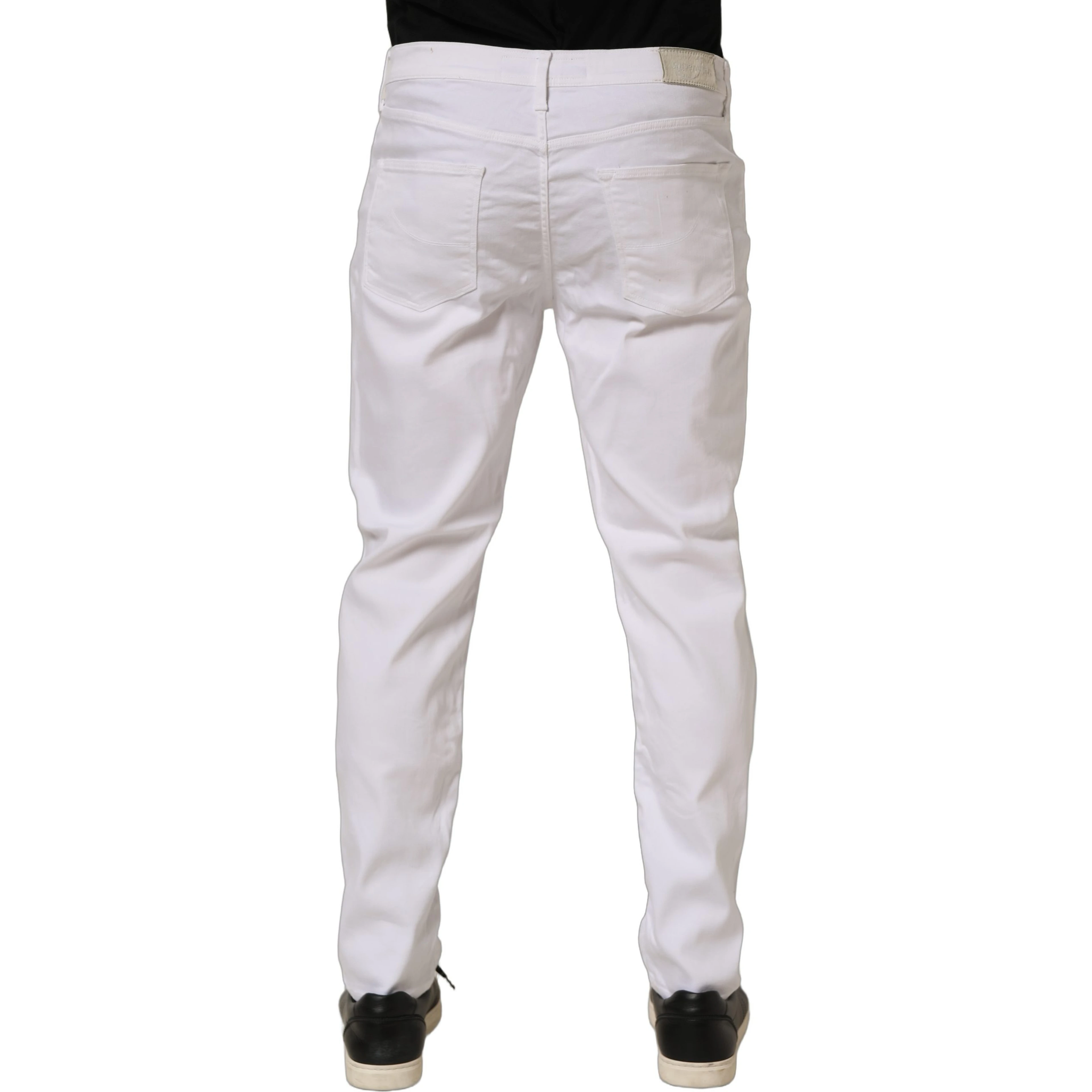 White Skinny Fit Mid Waist Men Denim Trouser Jeans