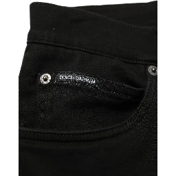 Black CottonStretch Regular Skinny Denim Jeans