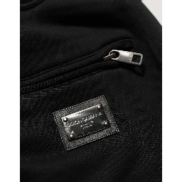Black Cotton Logo Jogger Men Sweatpants Pants