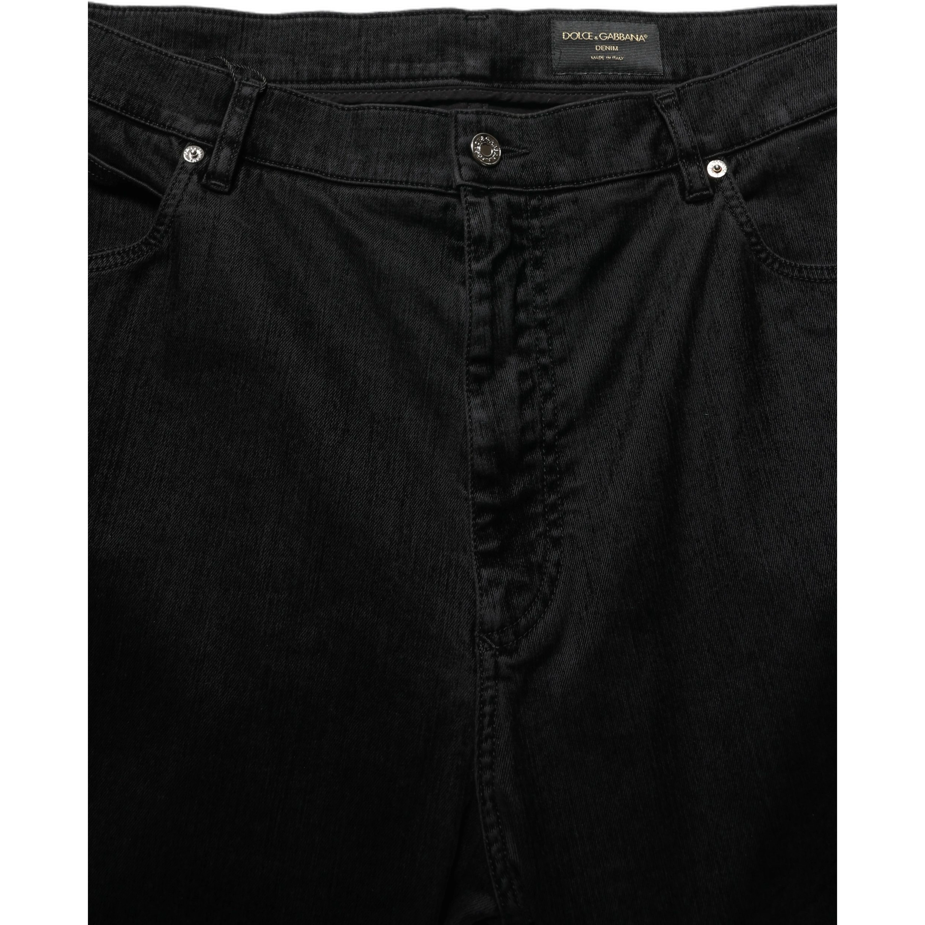 Black Cotton Relaxed Wide Leg Men Denim Jeans