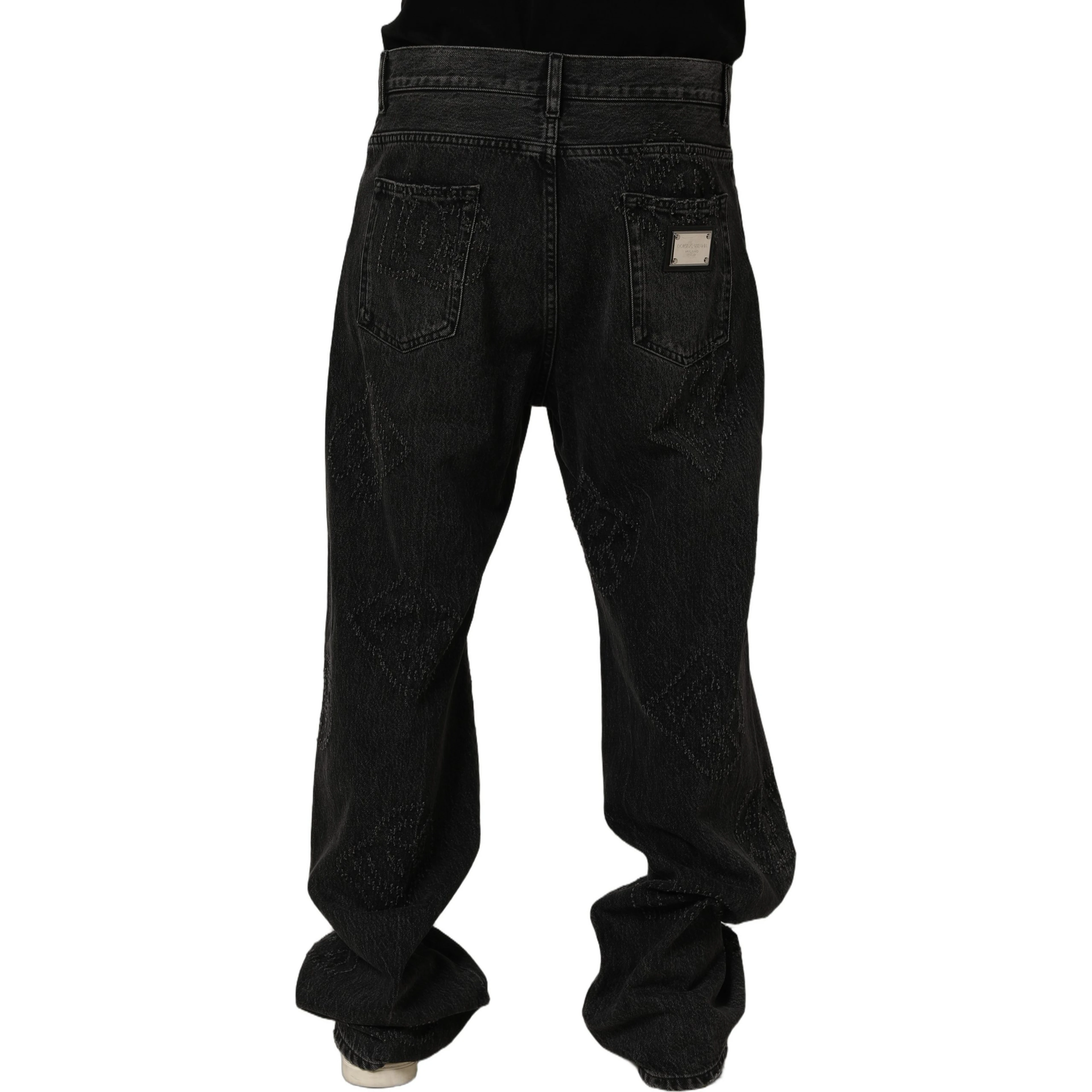 Dark Gray Cotton WideLeg Oversize Denim Jeans