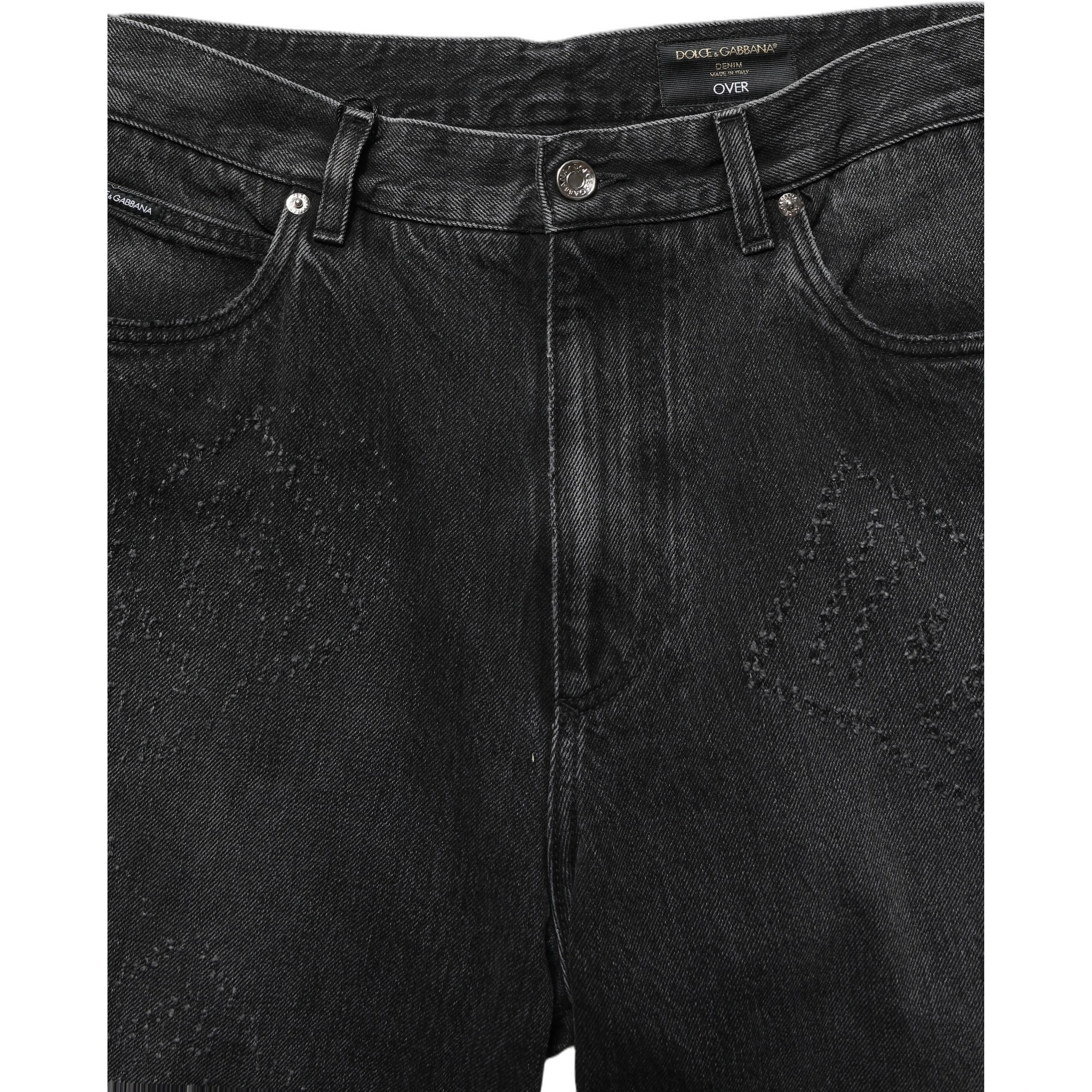Dark Gray Cotton WideLeg Oversize Denim Jeans
