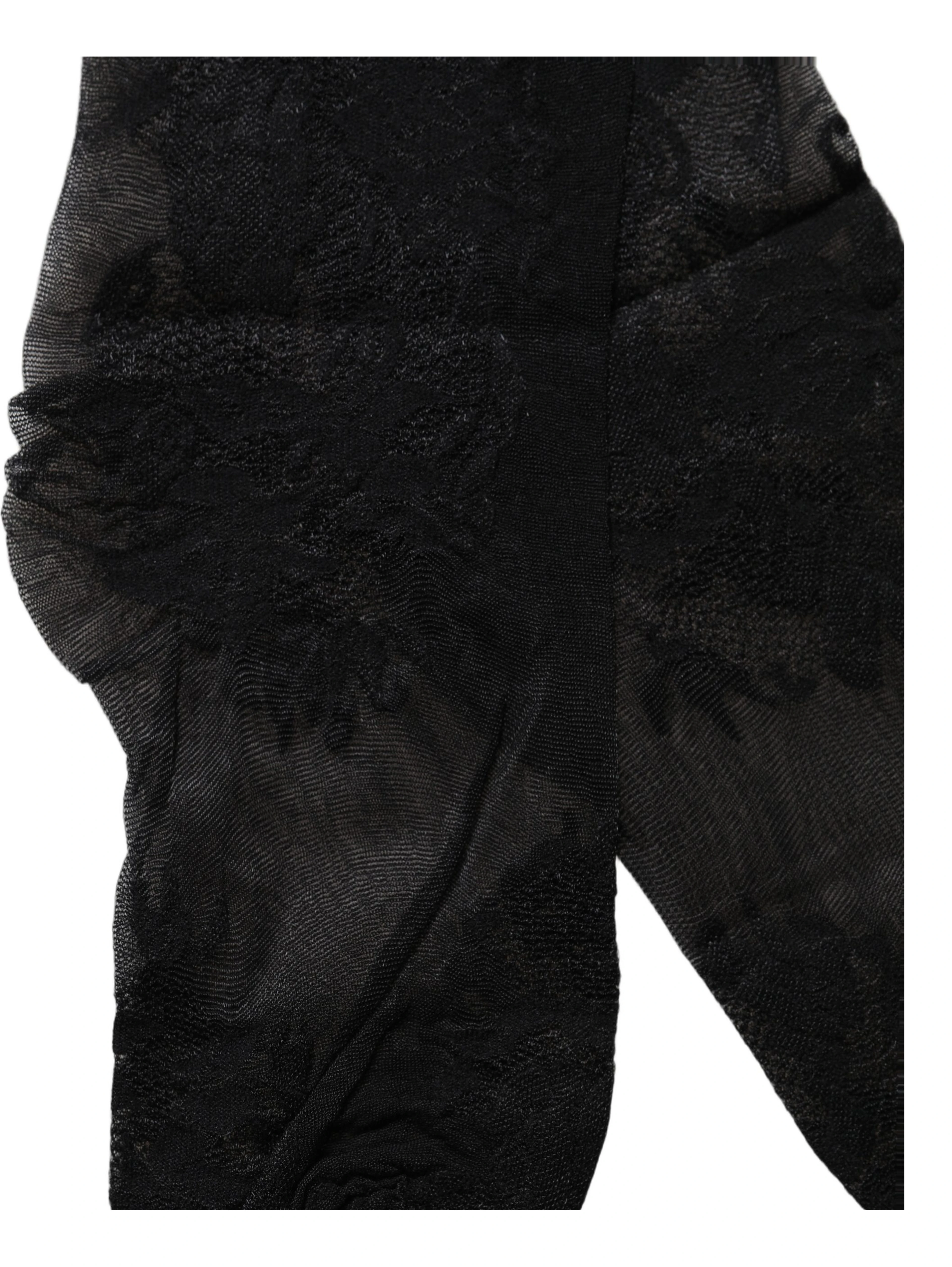 Black Floral Nylon Stretch Over The Calf Socks