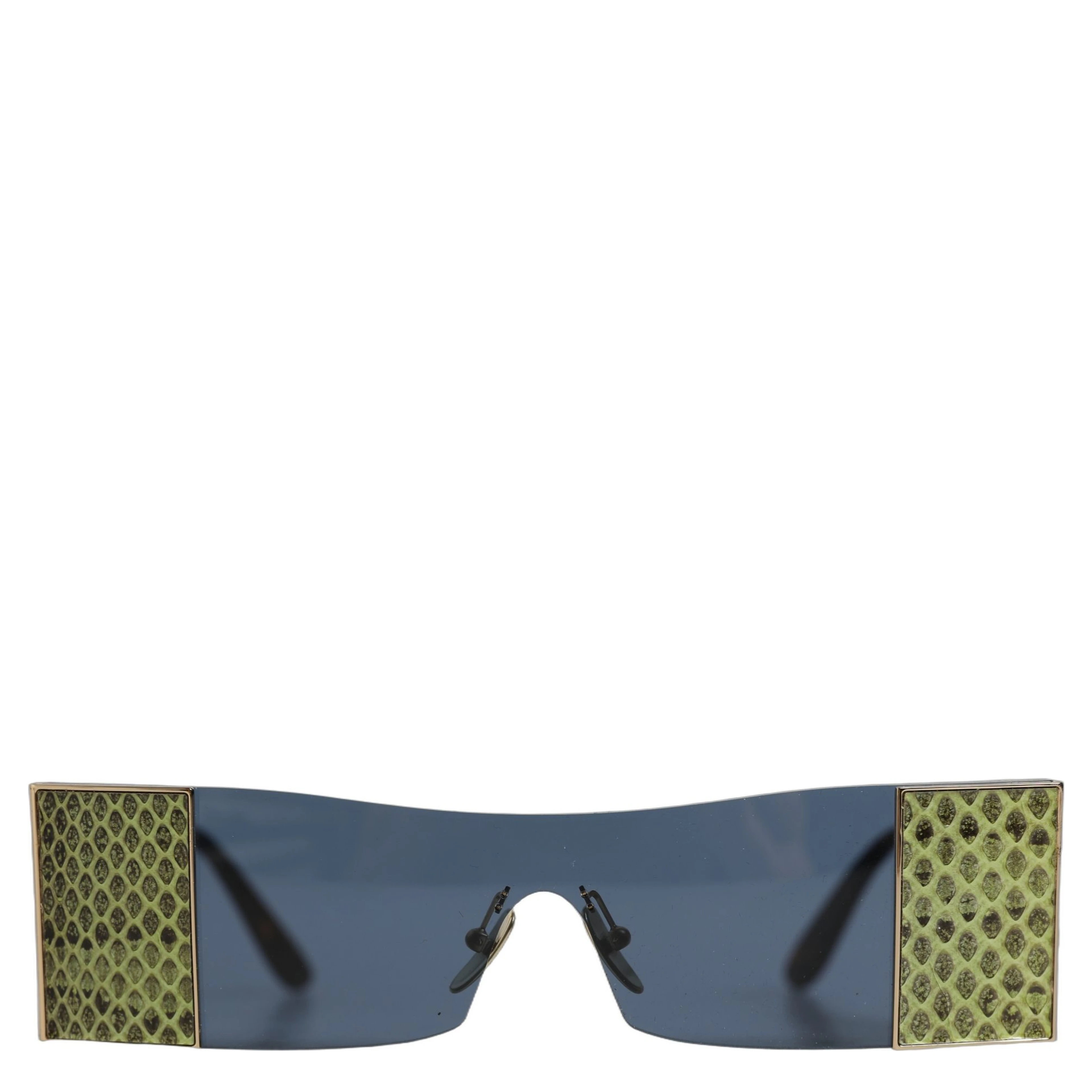Gold Metal DG2263 Rectangle Snakeskin Frame Sunglasses