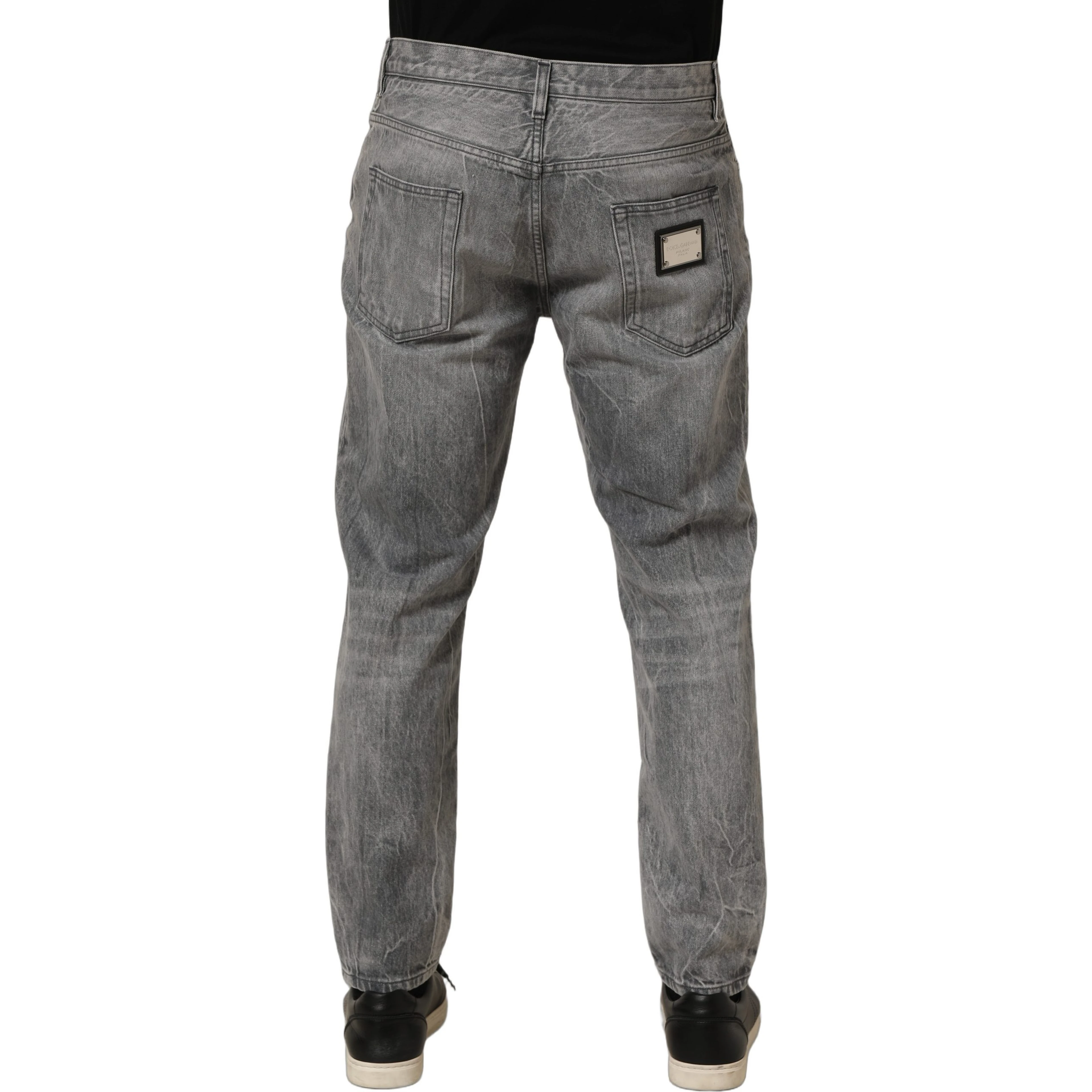 Grey Distressed Straight Leg Men Denim Jeans
