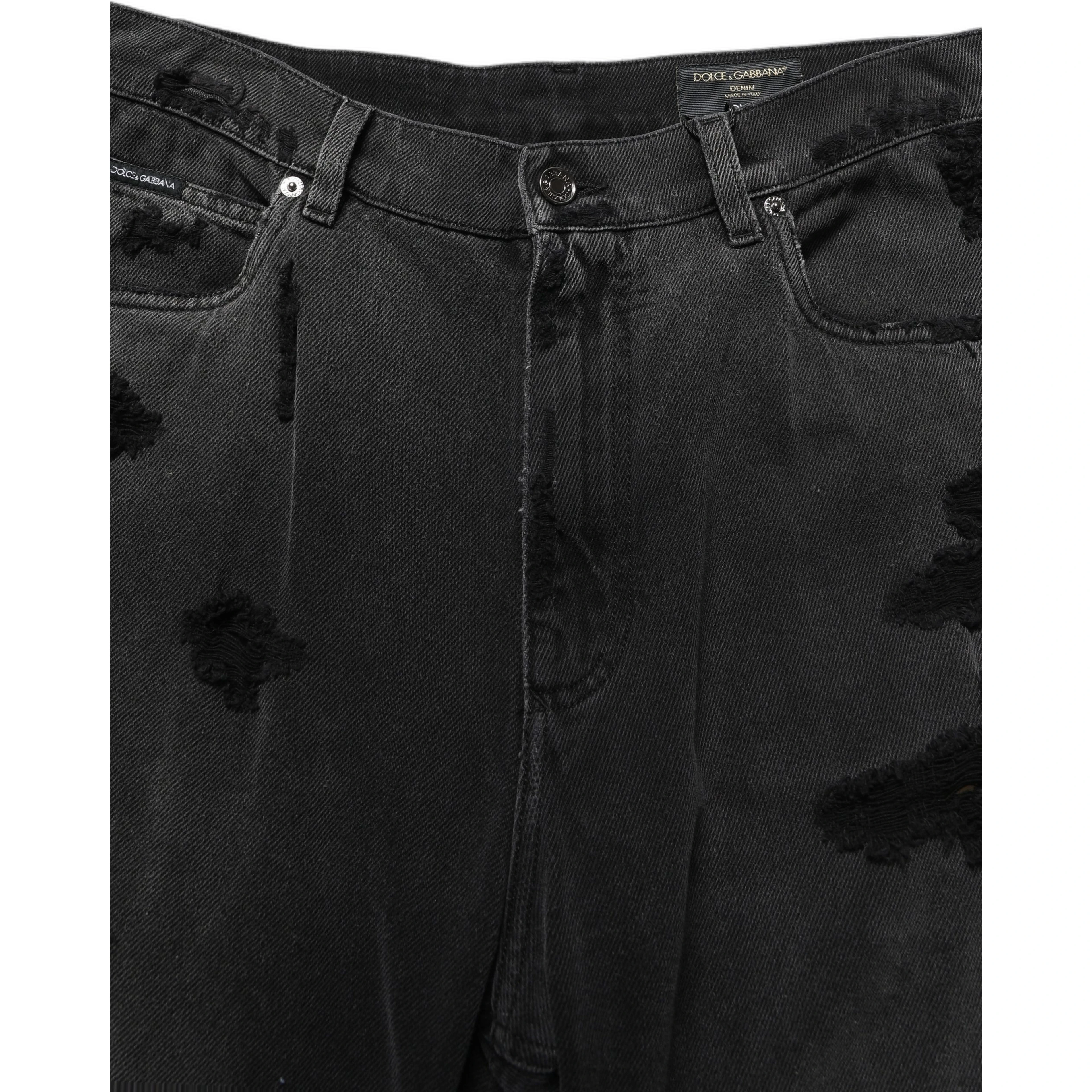 Dark Gray Distressed Oversize Men Denim Jeans