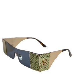 Gold Metal DG2263 Rectangle Snakeskin Frame Sunglasses