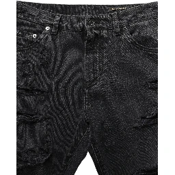 Dark Gray Cotton Ripped Men Denim Jeans