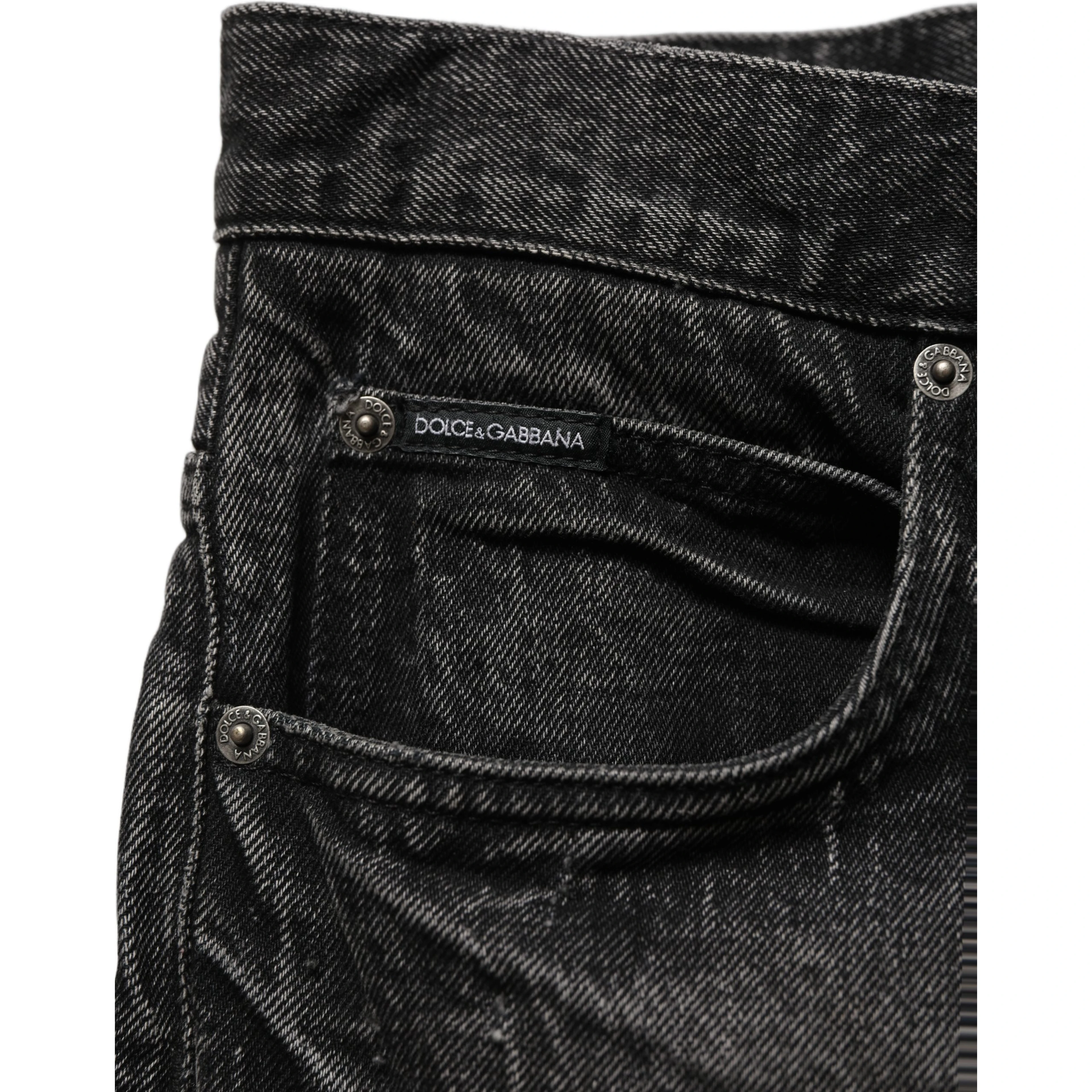 Dark Gray Cotton Baggy Cargo Men Denim Jeans