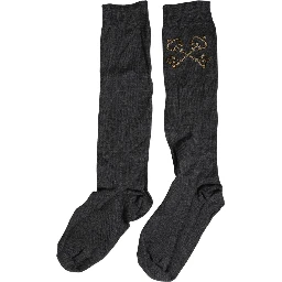Dark Gray Wool Over The Calf Knee High Accessory Socks