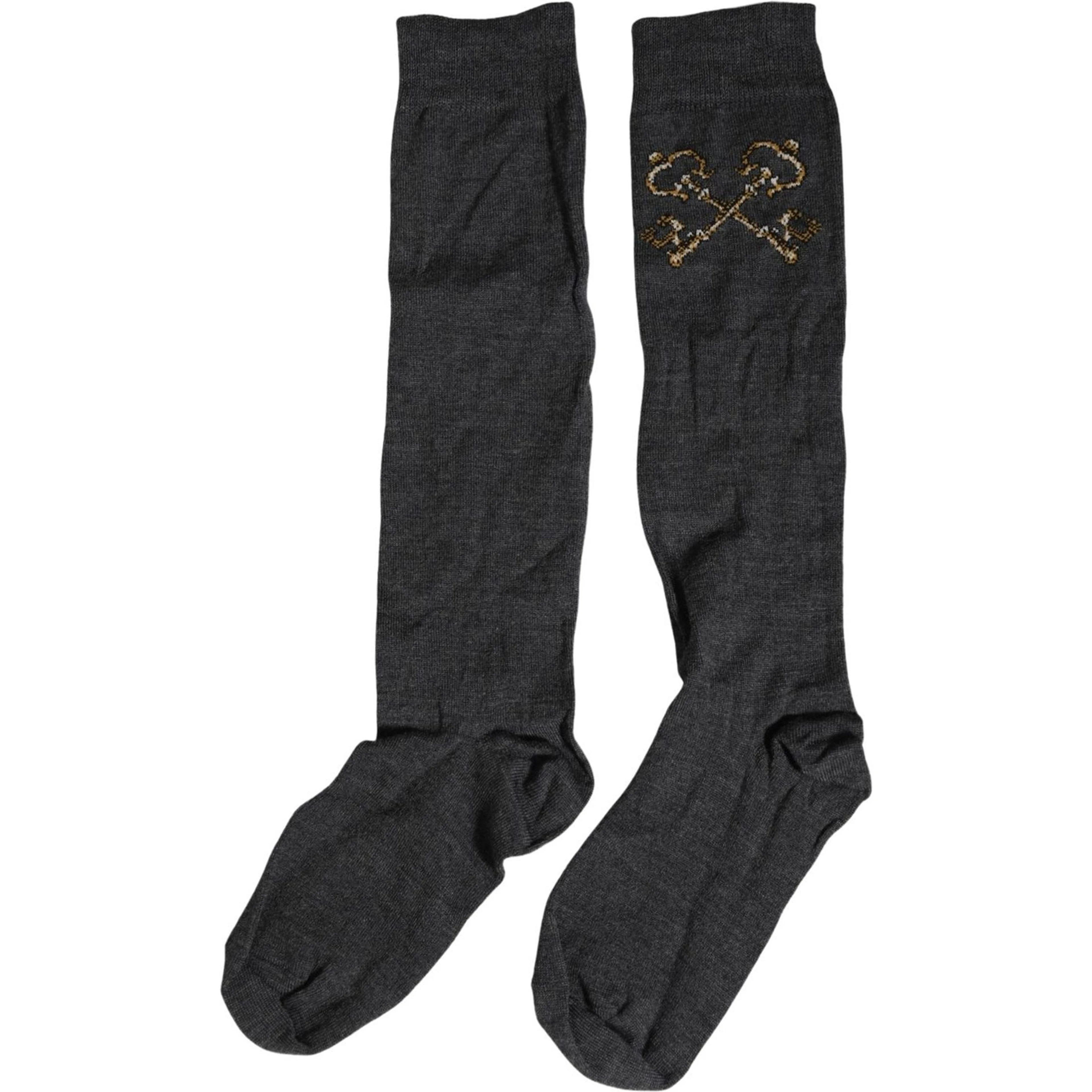Dark Gray Wool Over The Calf Knee High Accessory Socks