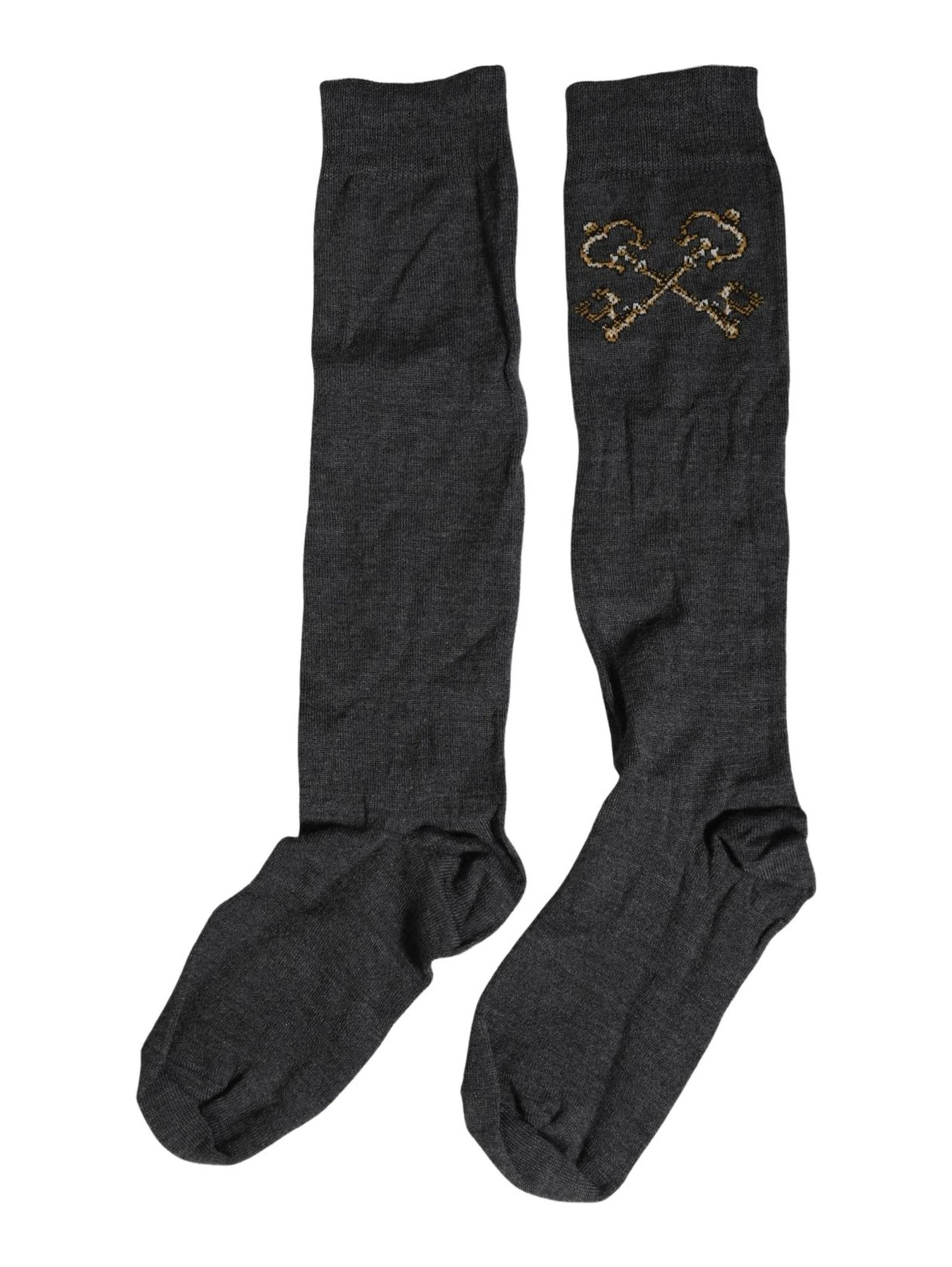Dark Gray Wool Over The Calf Knee High Accessory Socks