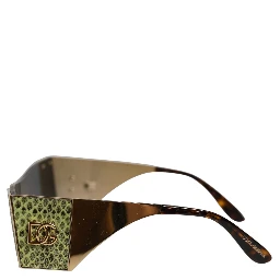 Gold Metal DG2263 Rectangle Snakeskin Frame Sunglasses