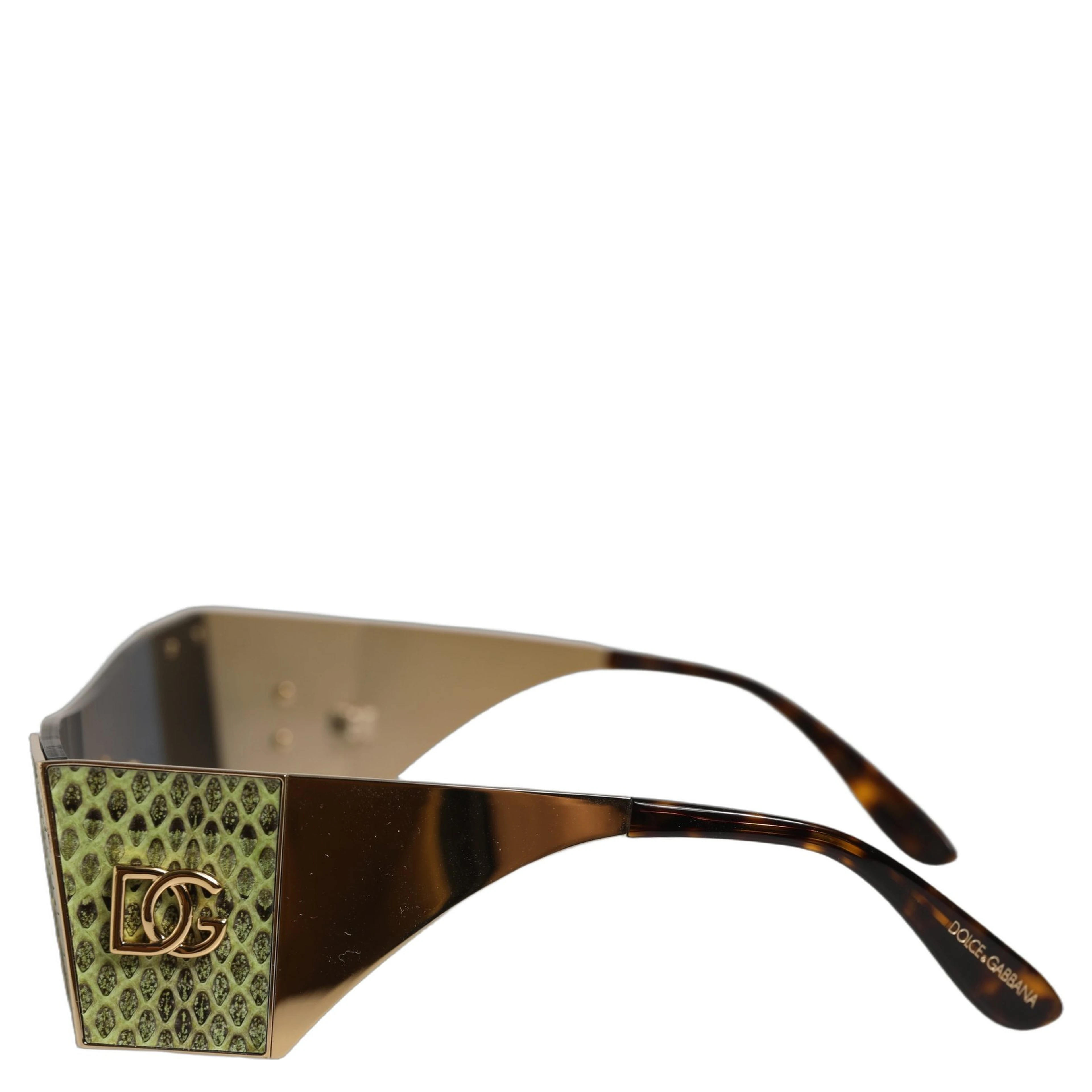 Gold Metal DG2263 Rectangle Snakeskin Frame Sunglasses